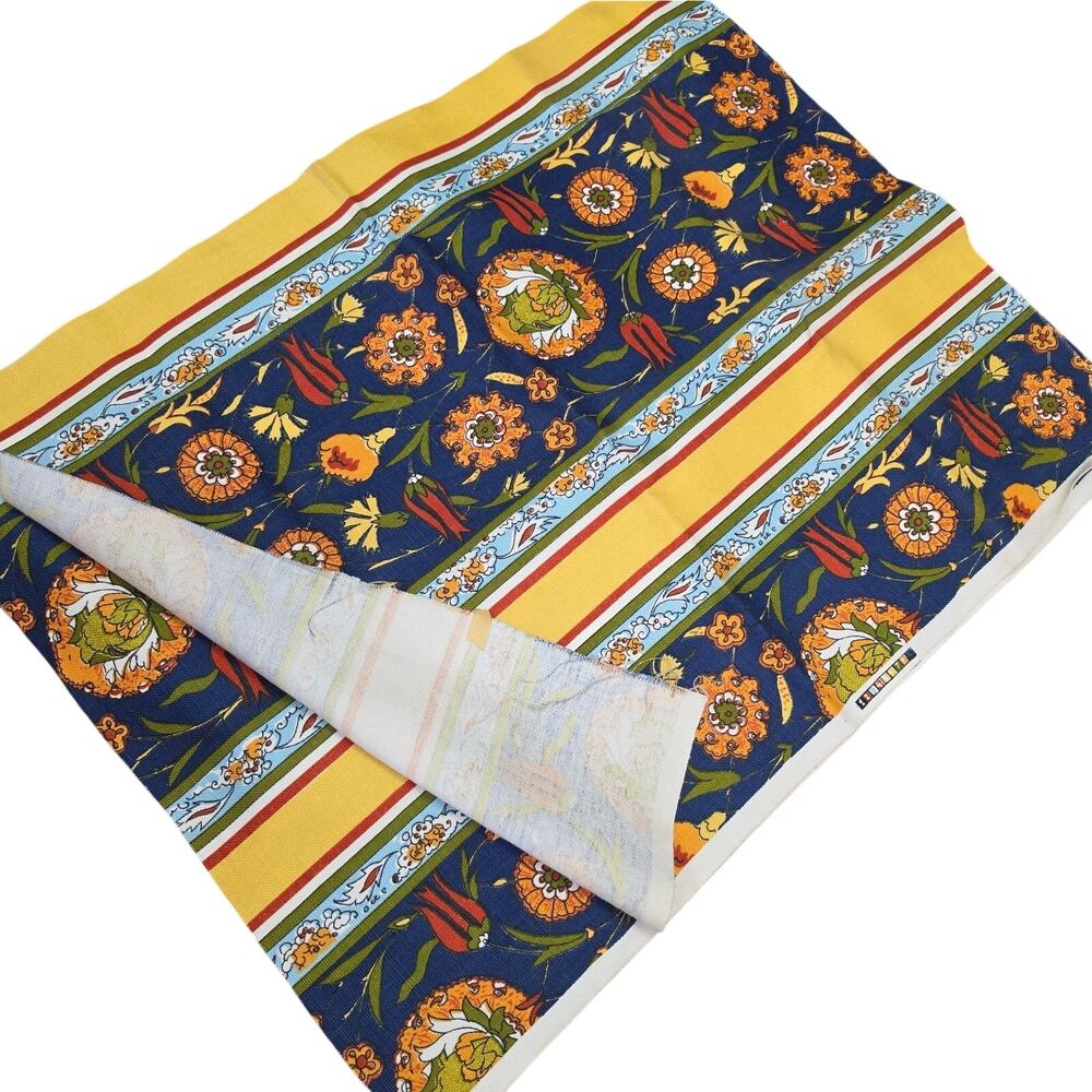 Vintage French Provencal Cotton Fabric Cut Set 2 Panels Pillowcase Size Stripe